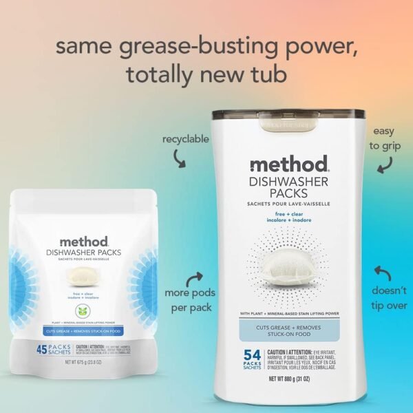 61Sj9BX5L._AC_SL1000_ Method Dishwasher Detergent Packs Review Powerful Plant-Based Stain Lifting and Grease Removal