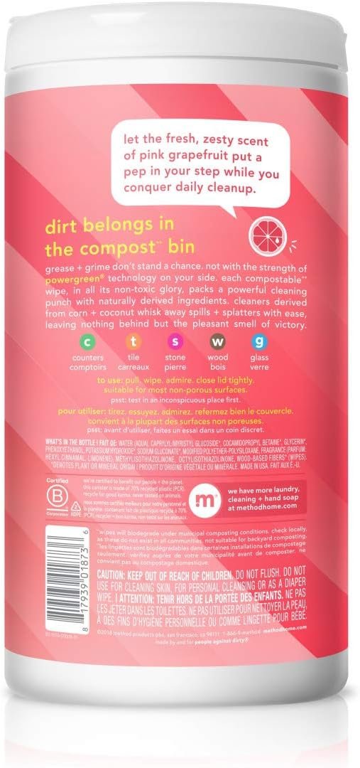 Method All-Purpose Cleaning Wipes Review Plant-Based Power with Pink Grapefruit Scent