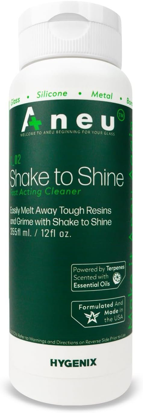 Aneu Shake to Shine (1 Pack) – Fast-Acting Cleaner | Shake Away Tough Resins & Grime | Cleans Glass, Silicone, Metal, & Borosilicate | 12oz - 1 Pack