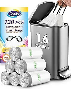 711AIeax9HL.__AC_SX300_SY300_QL70_ML2_ Teivio 1.6 Gallon Trash Bags Review Strong Drawstring Kitchen Garbage Bags