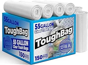 7131Q-YM-L.__AC_SX300_SY300_QL70_ML2_ Heavy Duty Clear Trash Bags ToughBag 55 Gallon Review for Commercial Use