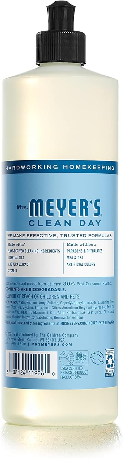 717rrJbhALL._AC_SL1500_ Mrs Meyers Clean Day Liquid Dish Soap Rain Water Review Biodegradable Formula Benefits