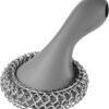 Cast Iron Scrubber SUBEKYU Review Durable Silicone Handle Chainmail Cleaner
