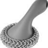 Cast Iron Scrubber SUBEKYU Review Durable Silicone Handle Chainmail Cleaner