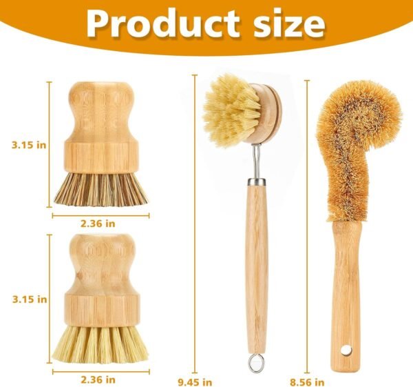 71I5NhCnH-L._AC_SL1500_ SAMEBUTECO Bamboo Dish Brushes Review Eco Friendly Kitchen Scrubbers Set
