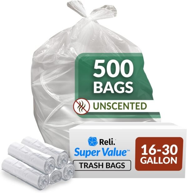 71WQVWzq8rL._AC_SL1500_ Reli SuperValue 16-25 Gallon Trash Bags Review Clear Durable Bulk for Home Use