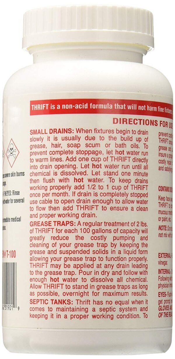 Thrift T-100 Drain Cleaner Review Fast Acting Alkaline Formula for Clogged Drains