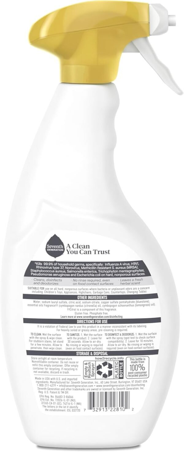 Seventh Generation Multi Purpose Cleaners Review Kills Germs Leaves Fresh Lemongrass Scent