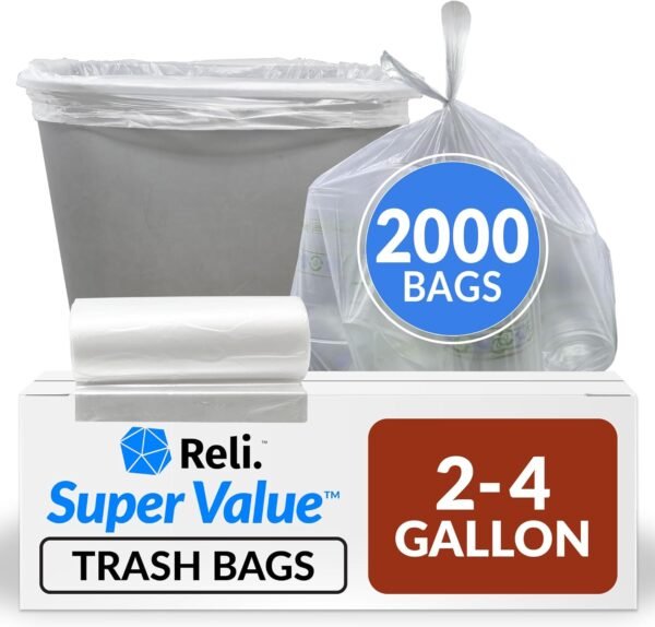 Review of Reli Clear 2-4 Gallon Trash Bags Bulk Pack for Home and Bathroom