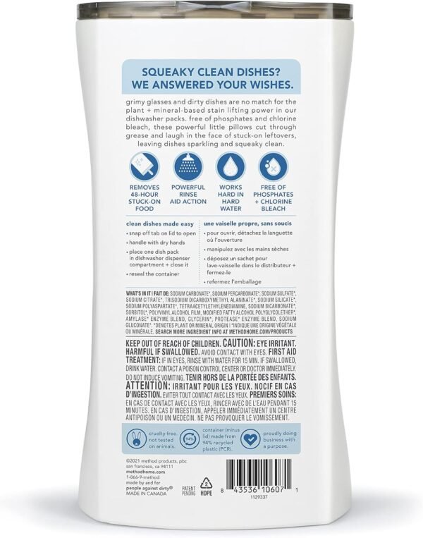 71qcr0DRVL._AC_SL1500_ Method Dishwasher Detergent Packs Review Powerful Plant-Based Stain Lifting and Grease Removal