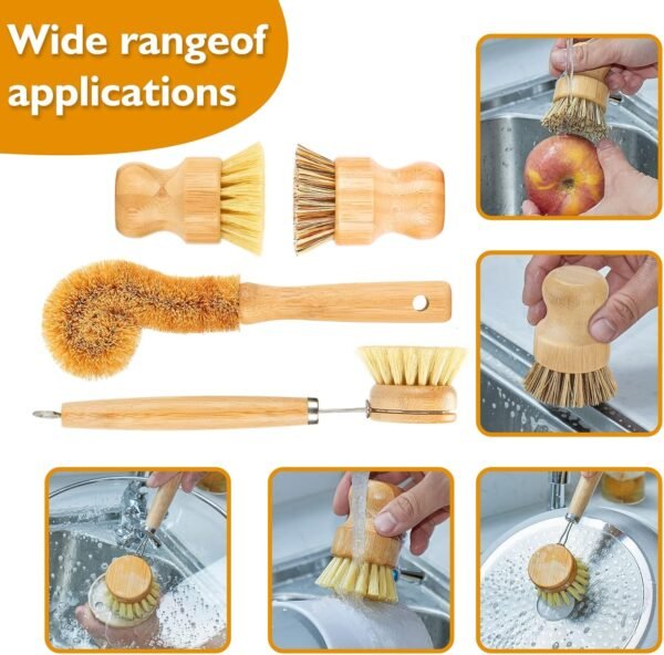 81-H-4IYzvL._AC_SL1500_ SAMEBUTECO Bamboo Dish Brushes Review Eco Friendly Kitchen Scrubbers Set
