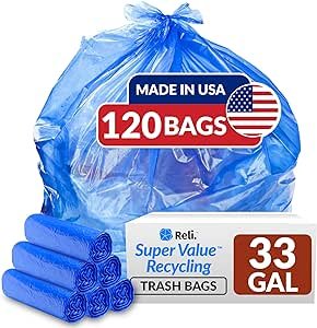 813DuphOPcL.__AC_SX300_SY300_QL70_ML2_ 33 Gallon Recycling Trash Bags Reli Review Tough Blue Bags for Home and Commercial Use