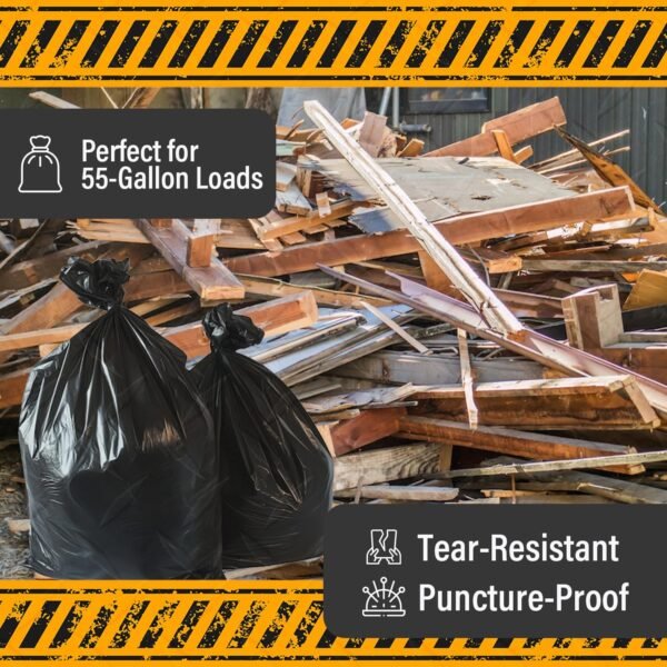 81D-D3pTKwL._AC_SL1500_ MaxiMite Heavy Duty Contractor Trash Bags 55 Gallon Review for Tough Cleanup