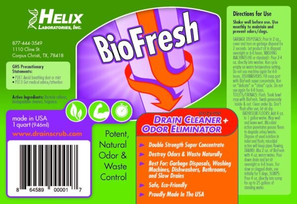 913Olkeen4L._AC_SL1500_-1 Enzyme Drain Cleaner & Deodorizer for Sink Drain, Showers, Septic Systems, Bathroom & Kitchen - Smell Remover for Fruit Fly Garbage Disposals, Dishwasher & Washing Machines - (32oz)